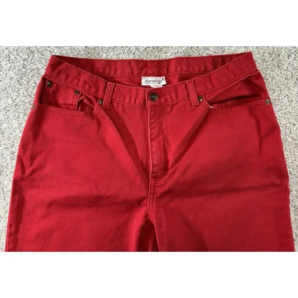 Newport News Jeanology Womens Red Straight Leg Jeans Pants Size 12 - Picture 4 of 6